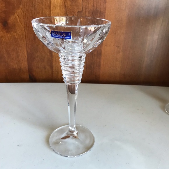 Set of 2 Waterford Marquis Clear Cut Crystal Candle Sticks With Stickers - Picture 3 of 5